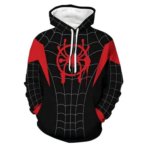 Adults Spider Graphic Hoodie, Loose Fit Long Sleeve Drawstring Hooded Pullover Sweatshirt with Pocket for Fall Winter Streetwear, Dark Gray, 3XL