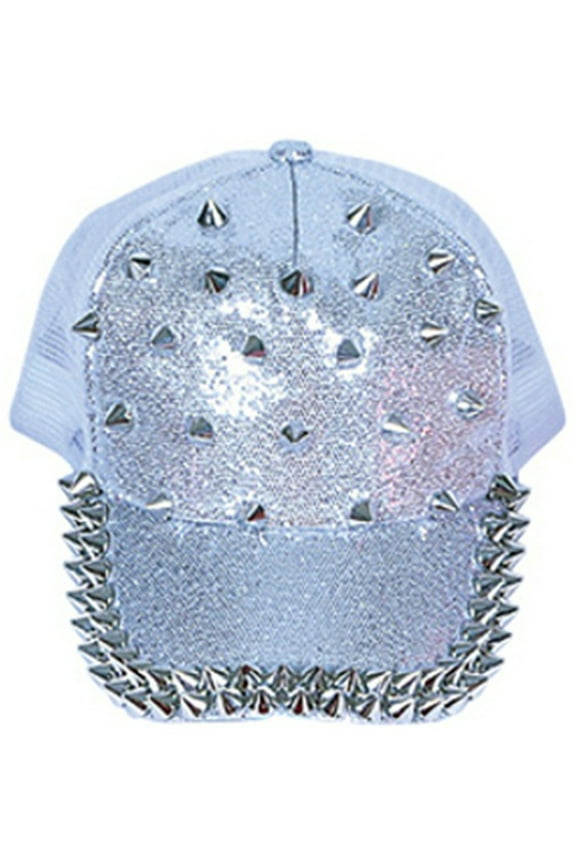 Adults Spiked Spiky Dominatrix Biker Rocker 80s White Baseball Cap