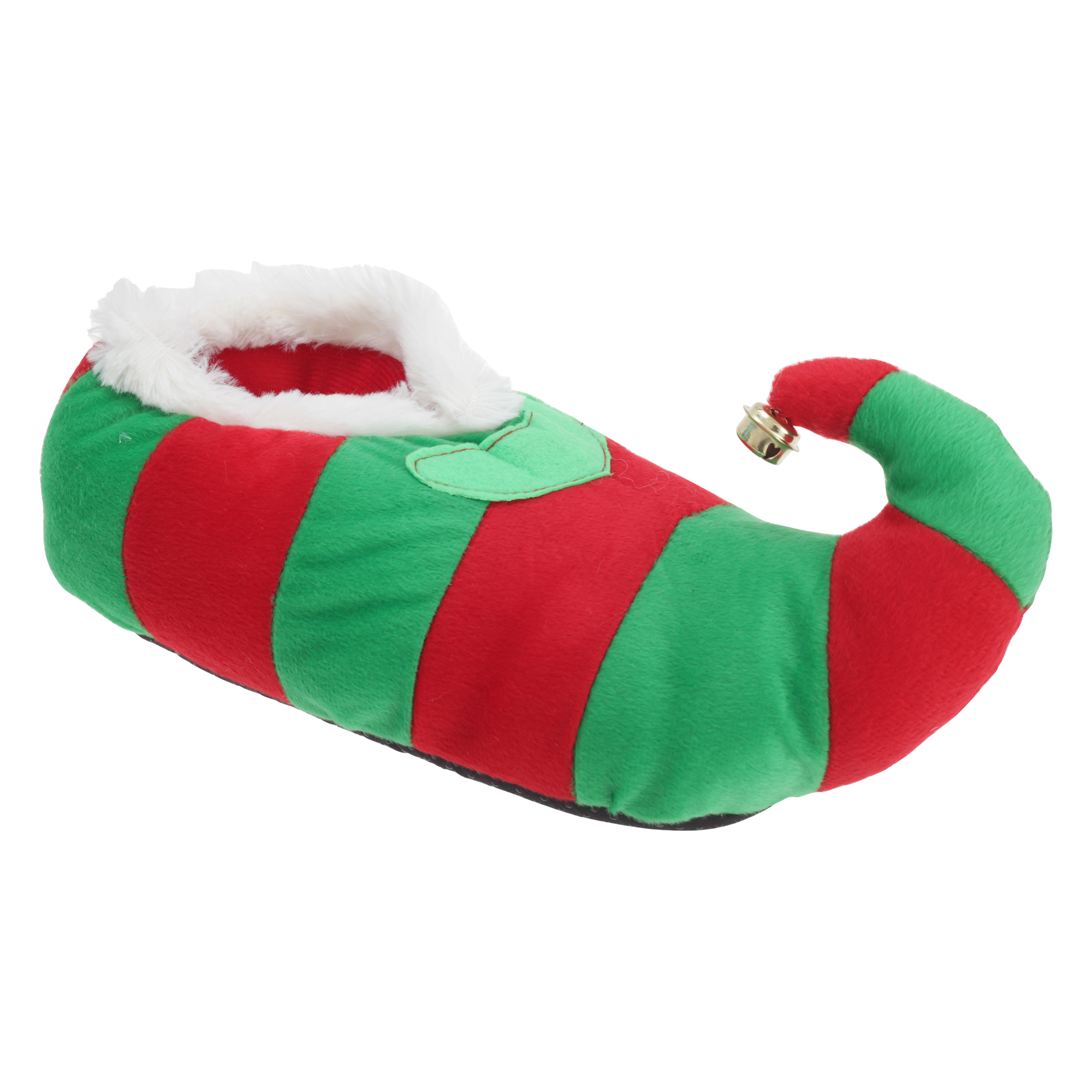 Adults Striped Elf Design Novelty Christmas Slippers