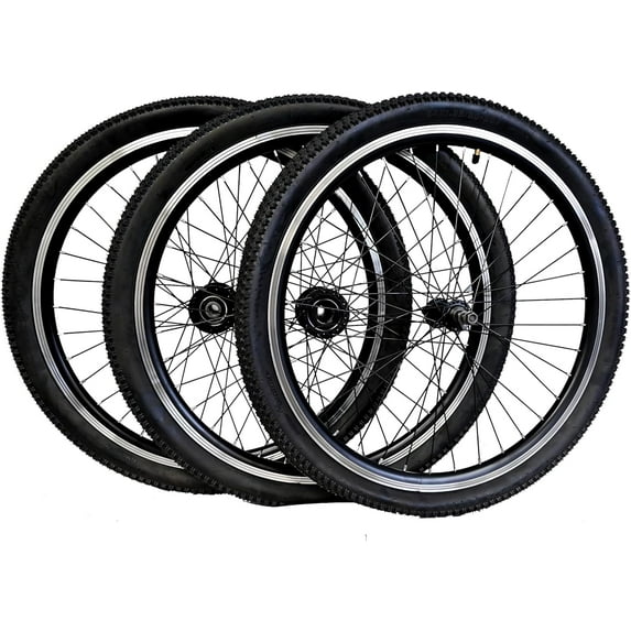 Adults Trike Wheels, Double Wall Alloy Rim, 36x13G Black Spoke with Tire and Tube for 15mm Axle