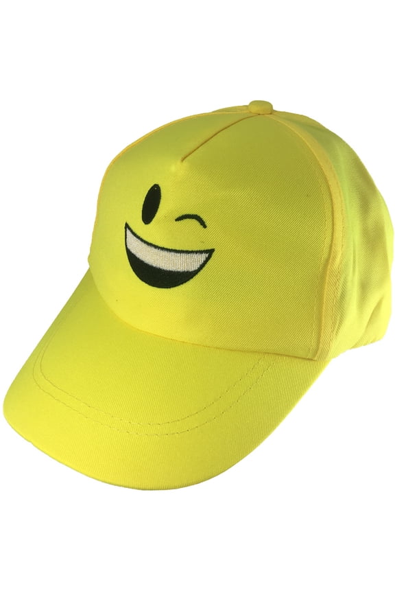Adults Winking And Smiling Emoticon Emoji Baseball Hat Costume Accessory