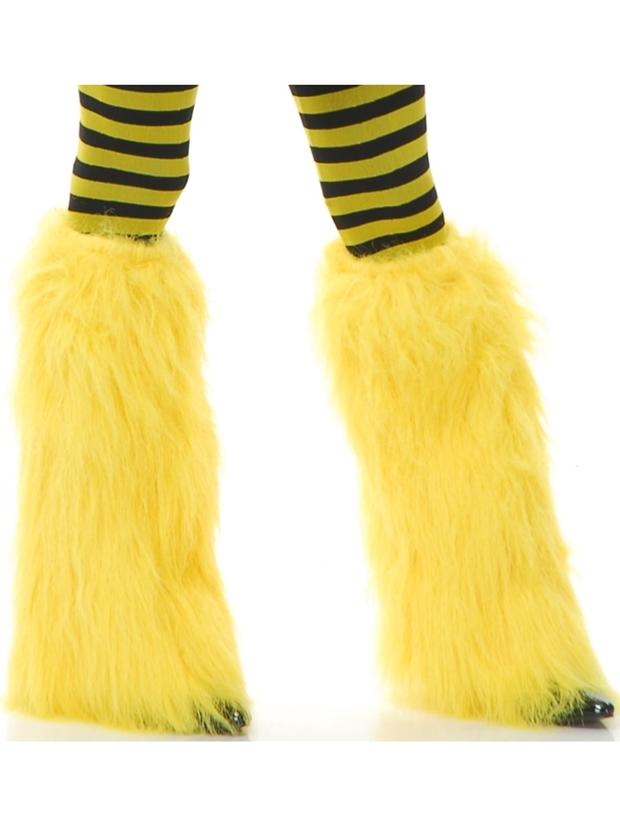 【フォローまとめ割️⭕️·͜· プロフ必読】YELLO LEG WARMERS Womens Yellow Furry Fluffy Fuzzy Monster Leg Warmers for Club and