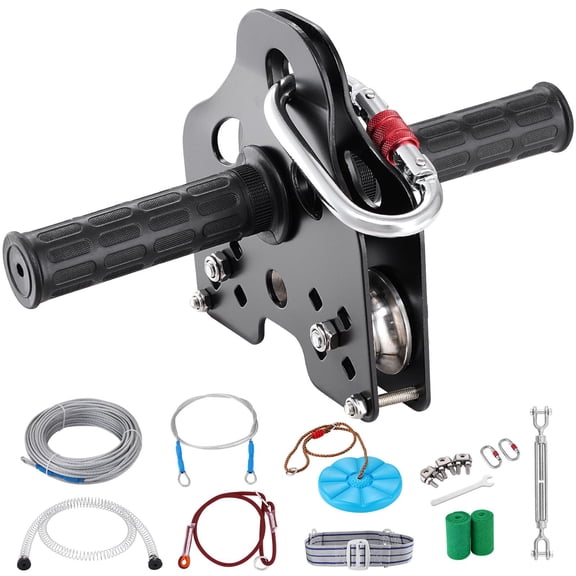 &Adults Zipline Kit, 80ft Backyard Zipline with Spring Brake&Safety Harness, 500lb Capacity Outdoor Playground Equipment