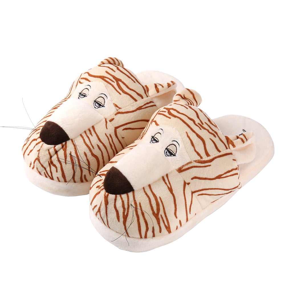 Adults's Plush Cartoon Animal Cozy House Slippers for Indoors (Tiger)