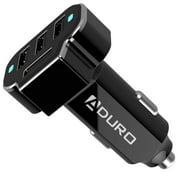 Aduro 4 Port Car Charger Adapter for iPhone Samsung and More (Black)