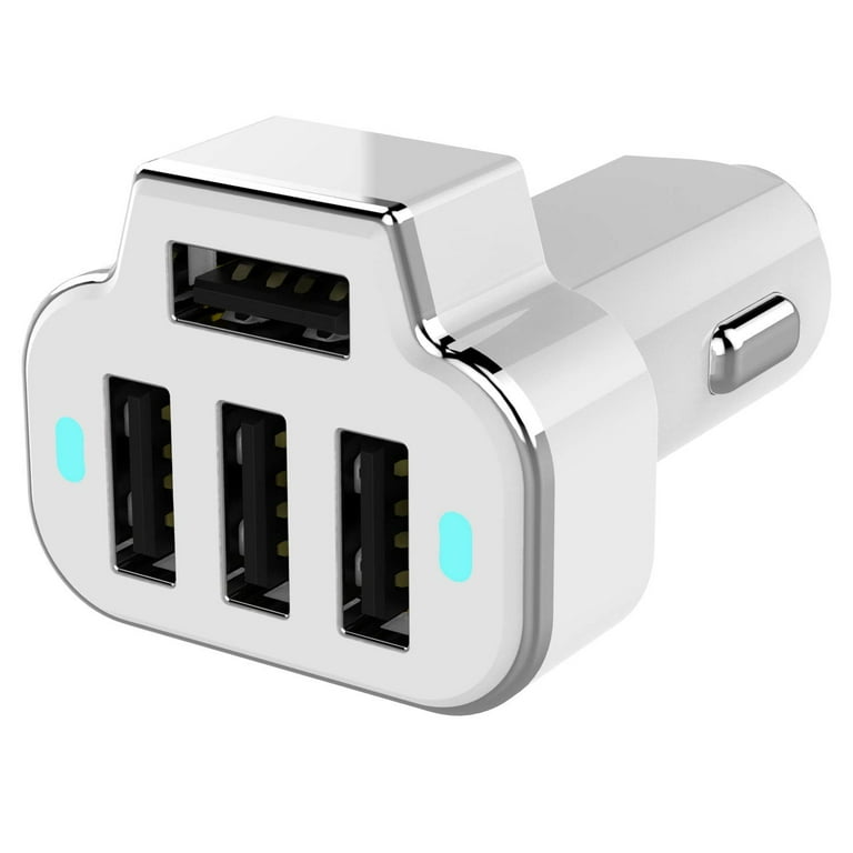 Aduro 4 Port Car Charger Adapter for iPhone Samsung and More