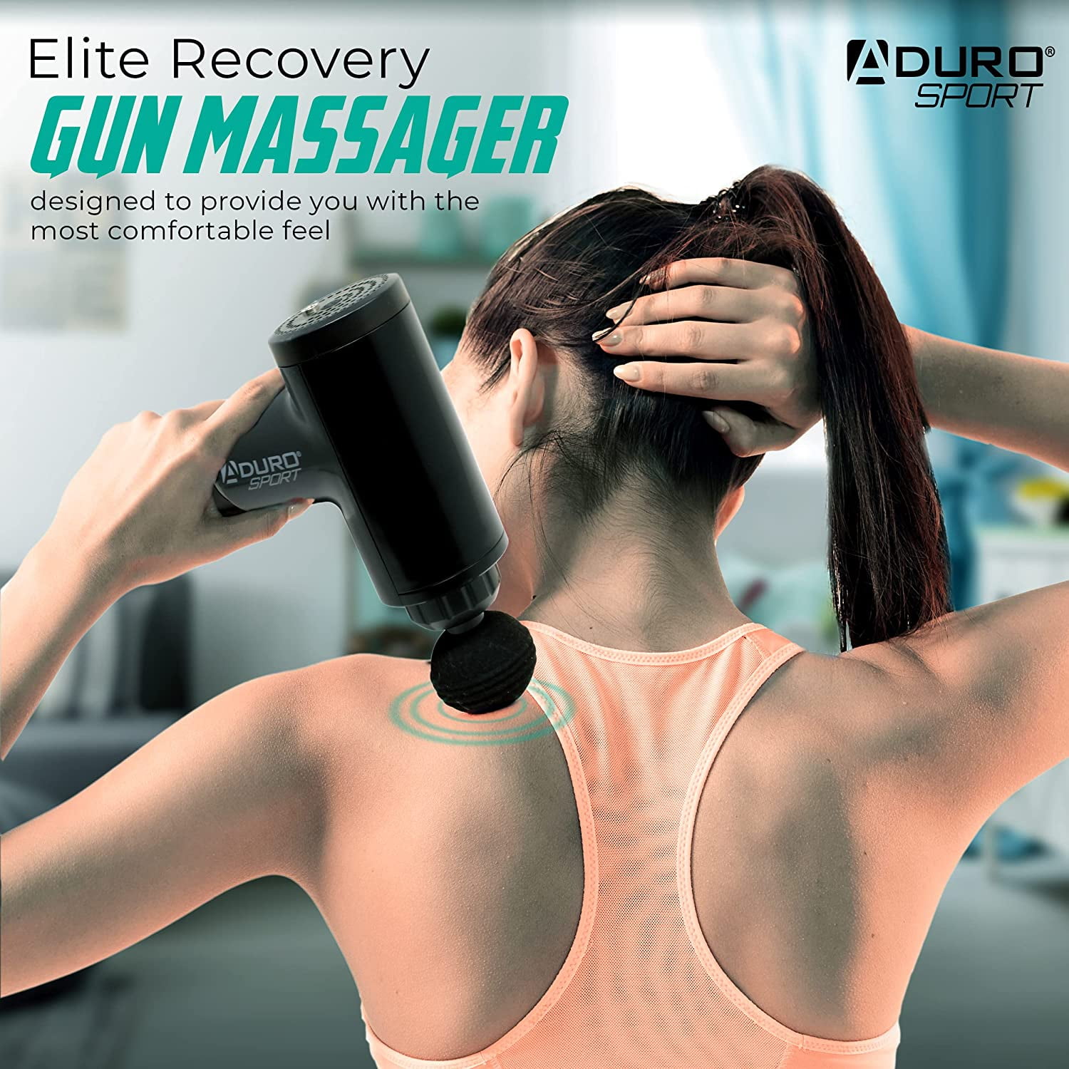 Aduro Percussion Massage Gun Deep Tissue Muscle Therapy Handheld Elite Recovery for Athletes Full  Neck Shoulder Pain Relief Black