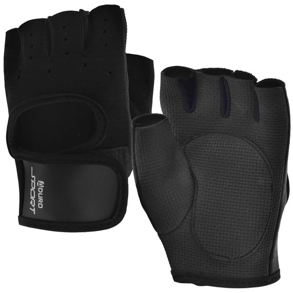 Aduro Sport Workout Weight Lifting Gloves, Wrist Wrap Fitness Exercise Gym Glove (Black/Black, Small)