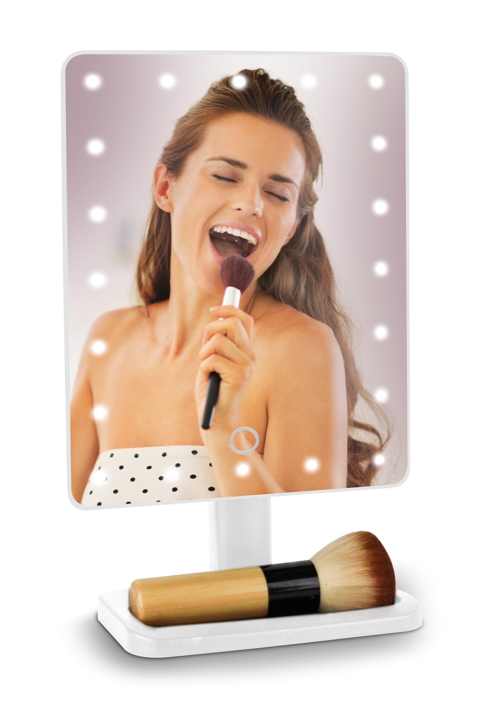 Aduro UReflect LED Touch Screen Vanity Makeup Mirror with Bluetooth Speaker, White