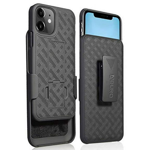 Aduro iPhone 11 (ONLY) Holster Case, Combo Shell & Holster Case - Super Slim Shell Case with Built-in Kickstand, Swivel Belt Clip Holster for Apple iPhone 11 (ONLY)