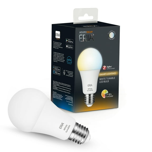 AduroSmart ERIA Tunable White Smart A19 Light Bulb CRI 90+, 60W Equivalent, Hub Required
