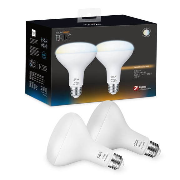 AduroSmart ERIA Tunable White Smart BR30 Light Bulb CRI 90+, 65W Equivalent, Hub Required (2-Pack)