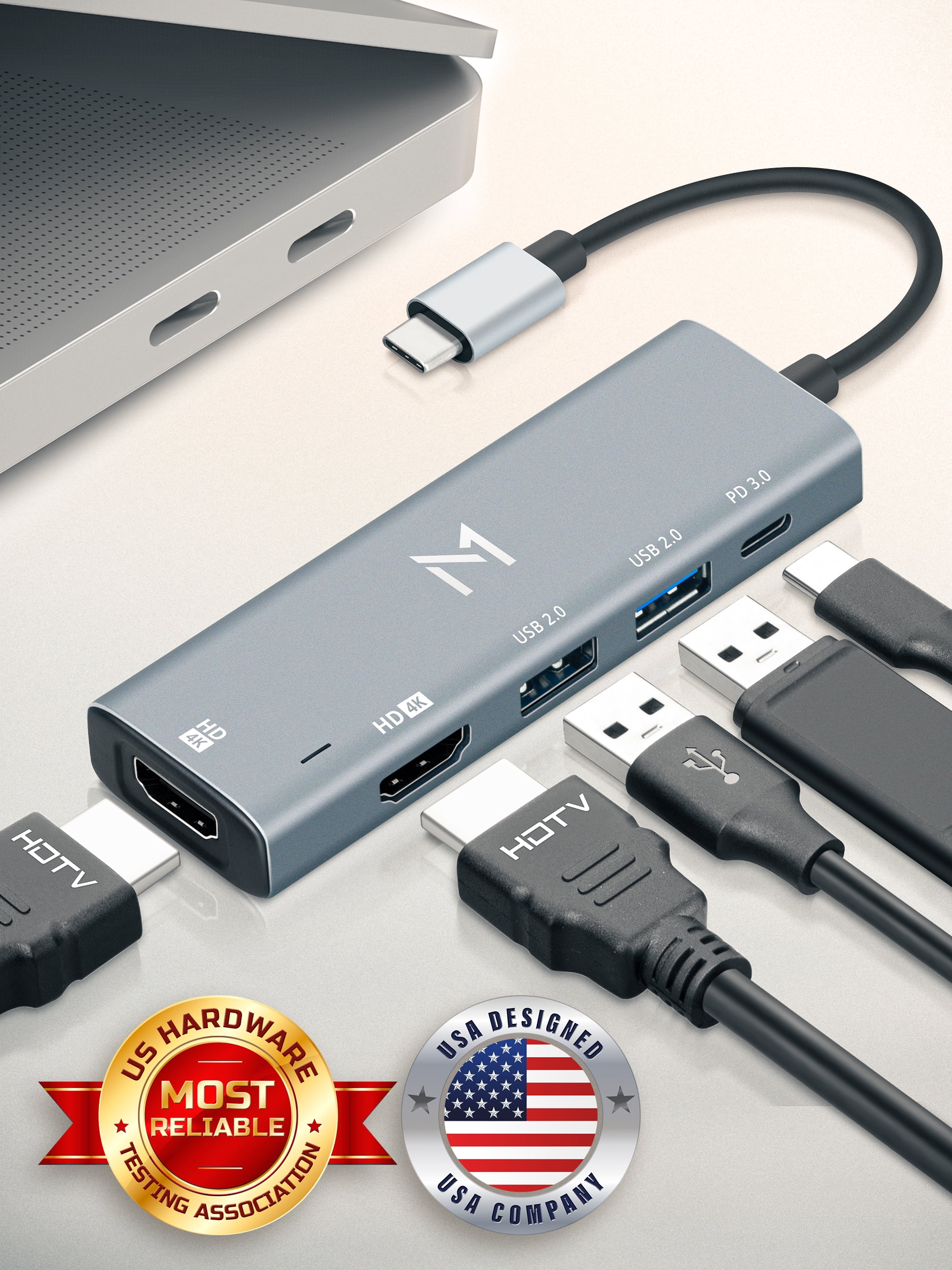 Adv Tech 5in1 Docking Station for Multiple Devices & Monitors, Latest