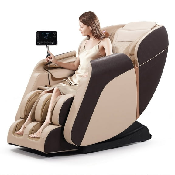 Advanabd 4D Massage Chair Full Body|Zero Gravity Shiatsu Massage Chairs Recliner with Heated Track Bluetooth Speaker Foot Roller, 22 Massage Points,Beige