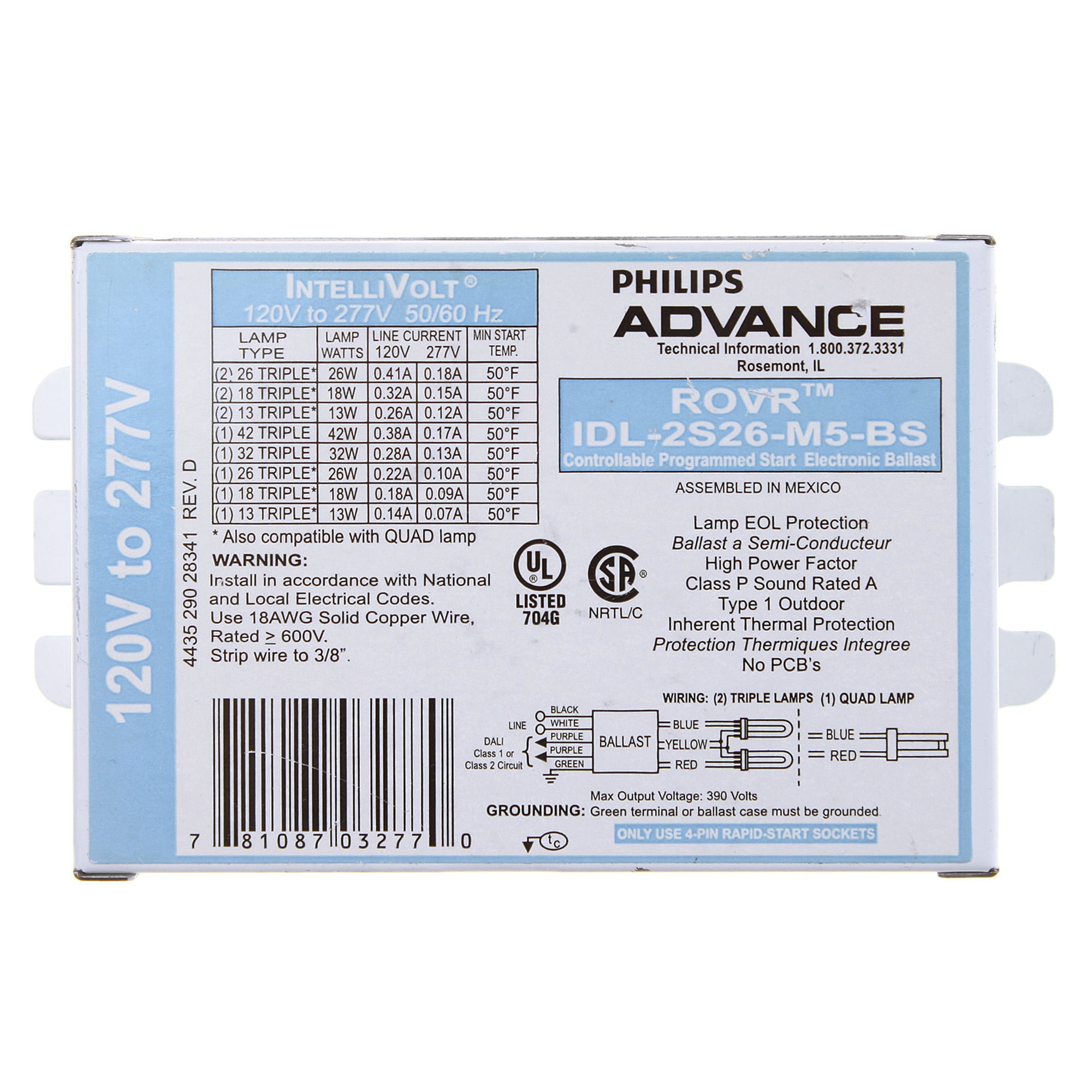 Advance Ballasts IDL2S26M5BS Rovr Intellivolt Electronic Fluorescent