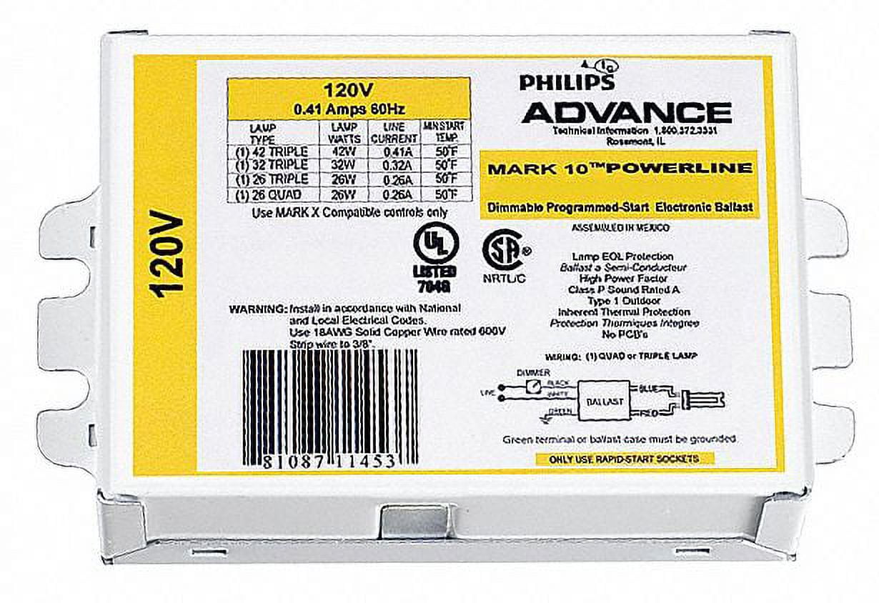 Advance CFL Ballast,Programmed Start,58W,2 Bulbs REZ2Q26M2LDK