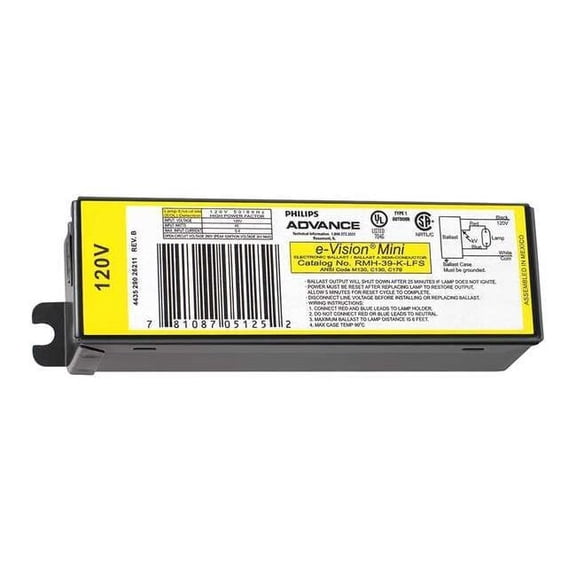 Advance RMH-20-K-BLS Electronic MH Metal Halide Ballast, 26W M175, 120V