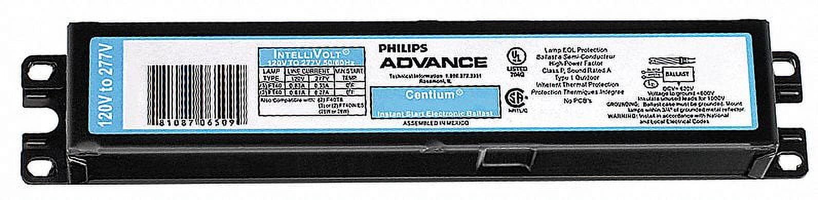 ADVANCE BALLAST Advance Centium ICN-2TTP-40-SC - (2) Lamp Fluorescent Ballast - 40 Watt CFL - 120/277 Volt - Instant Start - 0.88 Ballast Factor