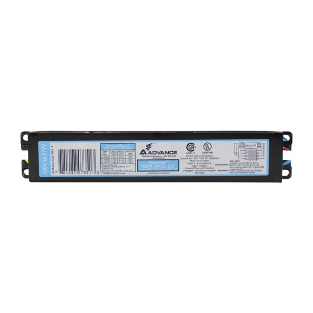 Advance IOPA4P32SC Fluorescent Ballast, 4Lamp, F32T8, 32W T8, 120