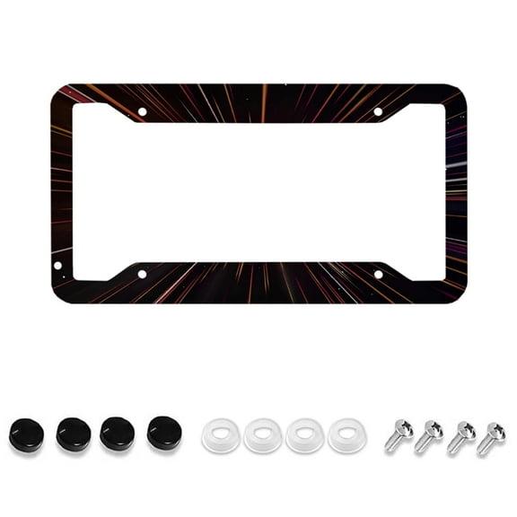 Advance Pattern License Plate Frame, Black License Plate Holder, Time Tunnel License Plate Frame, Front License Plate Cover, Automotive Parts, Universal 4-Hole With Screws, 1 Piece, 12x6 Inch