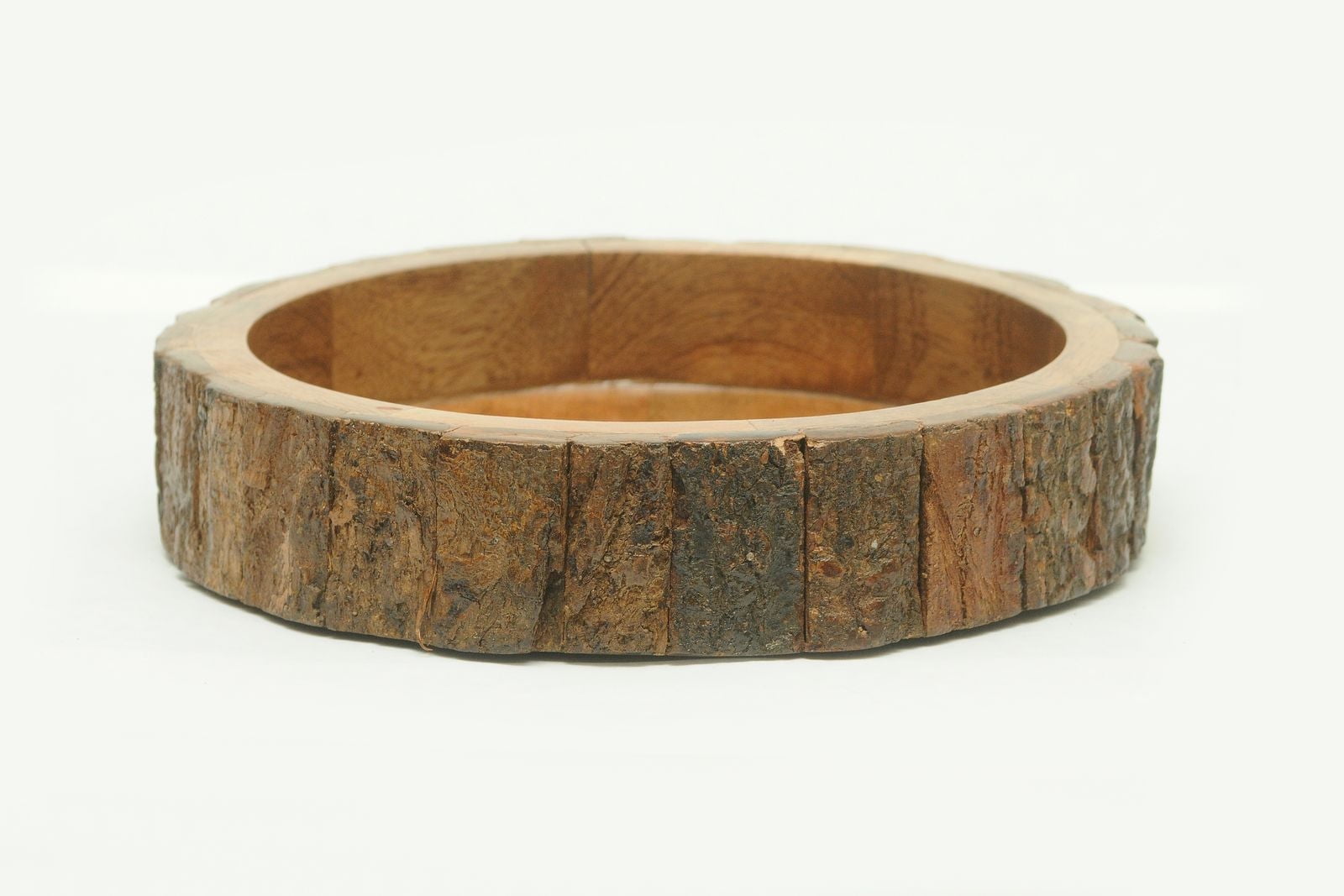 Large Natural Mango Wood Bark Pet Bowl