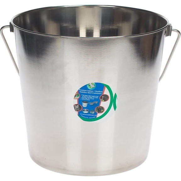 Advance Pet Products Heavy Duty Stainless Steel Pet Bucket 16 Quart (4 Gallon) - Rust Resistant Dishwasher Safe Water and Food Pail for Dogs Livestock Kennels and Outdoor Use