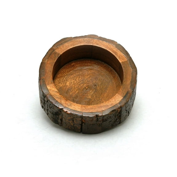 Advance Pet Products Round Mango Wood Bark Bowl Non-Skid for Pets Dog