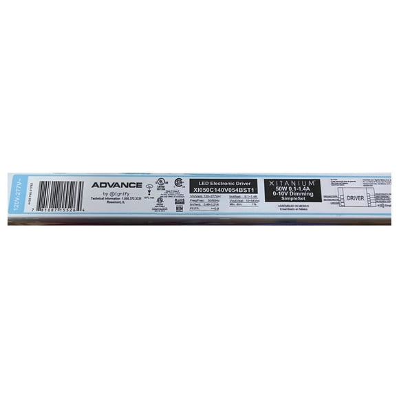 Advance Xitanium XI050C140V054BST1 LED electronic drvier, 50 watt output, 0-10V Dimming, SimpleSet programmable, by Signify