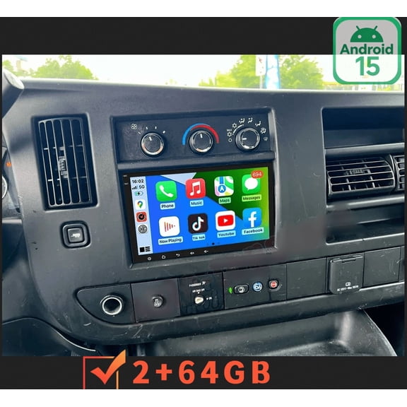 Advanced 2+64GB Android 15 Car Stereo para Chevrolet Express 2008-2024, 8inch Touchscreen with Wireless CarPlay & Android Auto, Complete with DAB+ Radio, DVR & DSP /AHD Camera