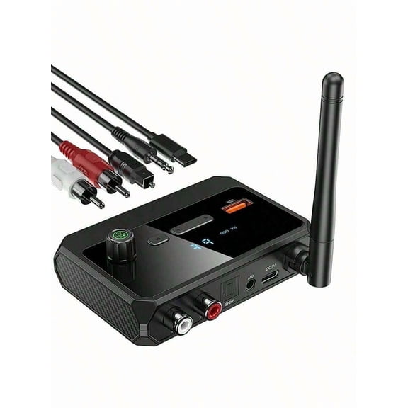 Advanced 6-in-1 Audio Bridge: Bluetooth 5.2 Transmitter/Receiver with Optical, RCA, USB | 33ft Range, 15ms Low Latency for Home Theater & Car