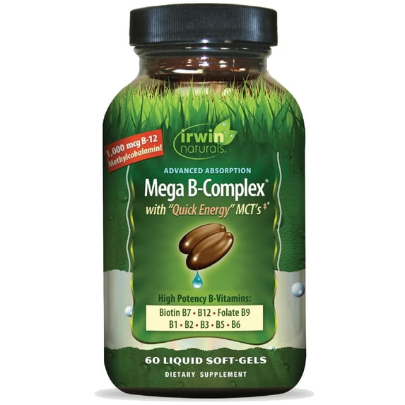 Irwin Naturals Advanced Absorption Mega B-Complex – 60 Liquid Soft-Gels