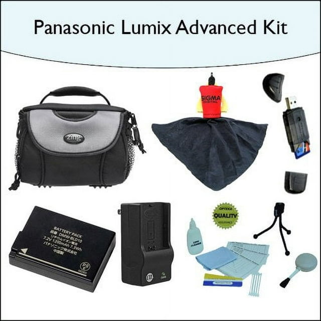 Advanced Accessory Kit With High Capacity DMW-BLD10 Extended Battery, Deluxe Camera/Camcorder Carrying Case, 1 Hour Rapid Charger and much more For Panasonic GF2