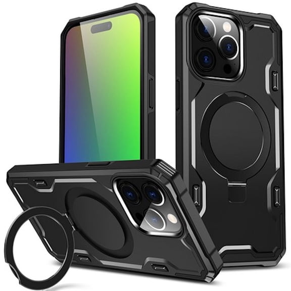Advanced Armor Case with MagSafe Ring Stand for iPhone 15 Pro - Black