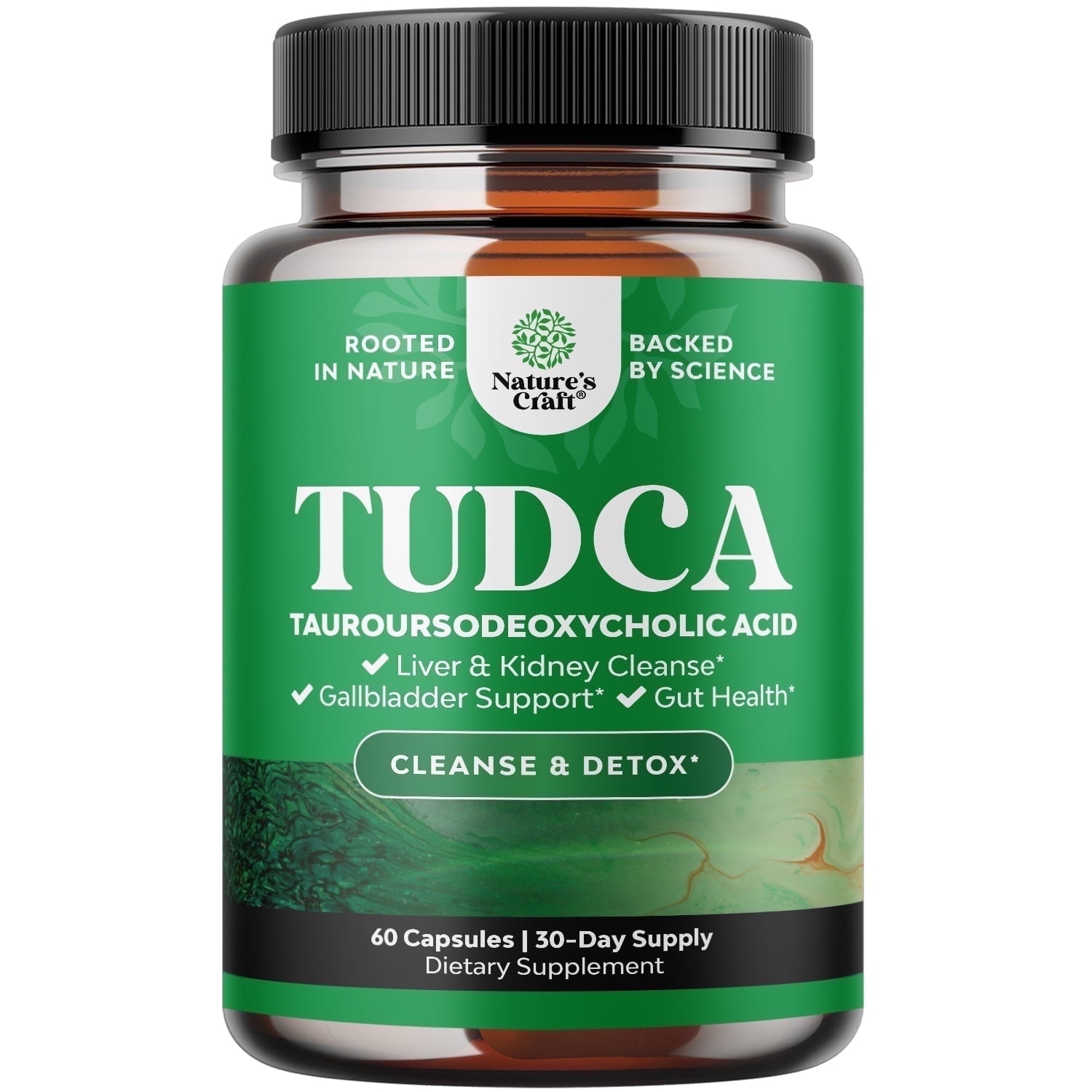 Natures Craft 500mg Advanced Bile Salt TUDCA Supplement for Kidney and Liver Support, 60 Capsules
