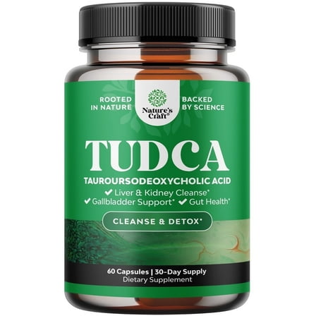 Natures Craft 500mg Advanced Bile Salt TUDCA Supplement for Kidney and Liver Support, 60 Capsules