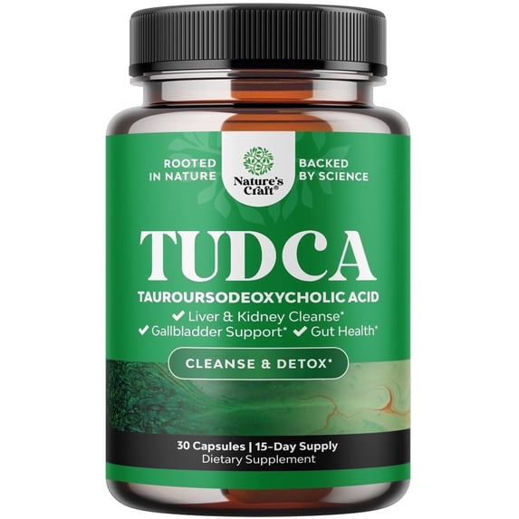 Natures Craft 500mg Advanced Bile Salt TUDCA Supplement, Kidney and Liver Support, 30 Capsules
