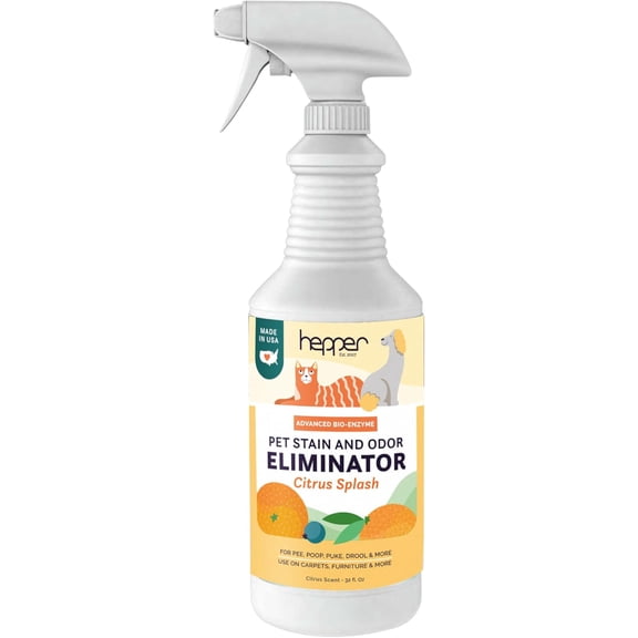 Advanced Bio-Enzyme Pet Stain & Odor Eliminator Spray - Smell, Stain & Urine Remover for Cats, Dogs & Other Animals - 32oz Spray Safe for the Home - Citrus Splash
