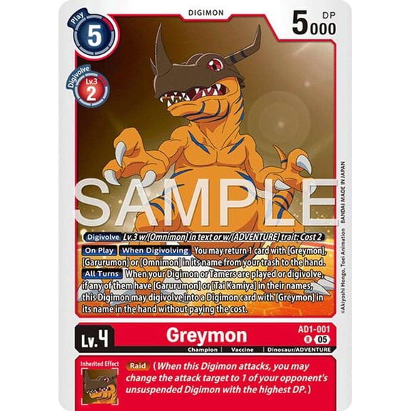 Advanced Booster Digimon Generation Greymon AD1-001