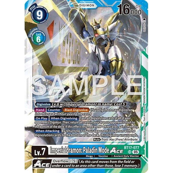 Advanced Booster Digimon Generation Imperialdramon: Paladin Mode ACE BT17-077 [Reprint]