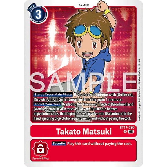 Advanced Booster Digimon Generation Takato Matsuki BT17-080 [Reprint]