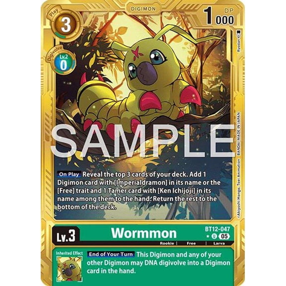 Advanced Booster Digimon Generation Wormmon BT12-047 [Gold Border]