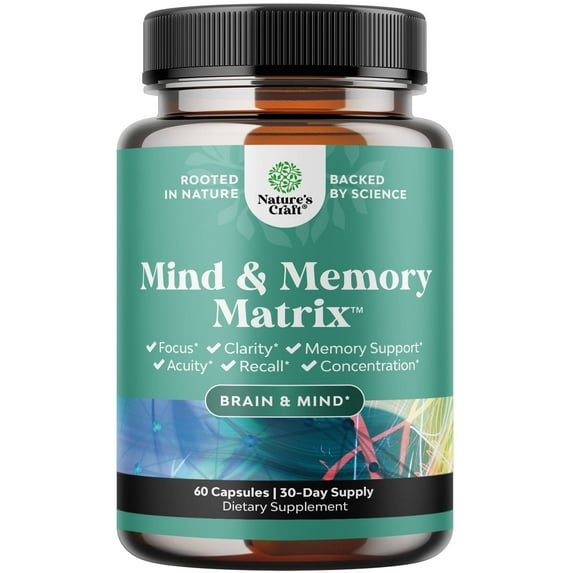 Natures Craft Advanced Nootropics Brain Support Supplement for Memory and Focus, 60 Capsules