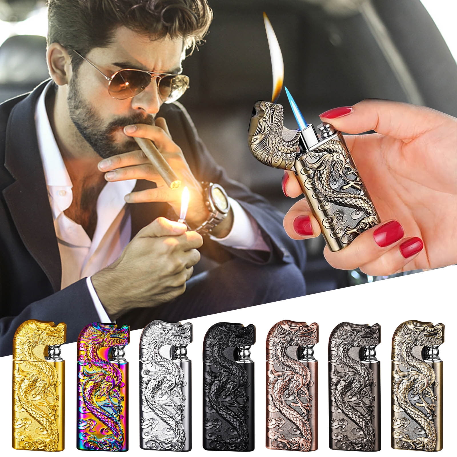 cigarette lighter for men Advanced Butane Lighters, Exquisite Gift Lighters, Cool and Elegant Men's  Lighters, Handsome Gifts for Mature Men (Multicolor) 1pc