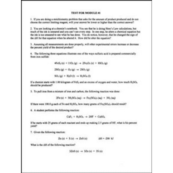 Advanced Chemistry In Creation, 2Nd Edition, Extra Test Pages