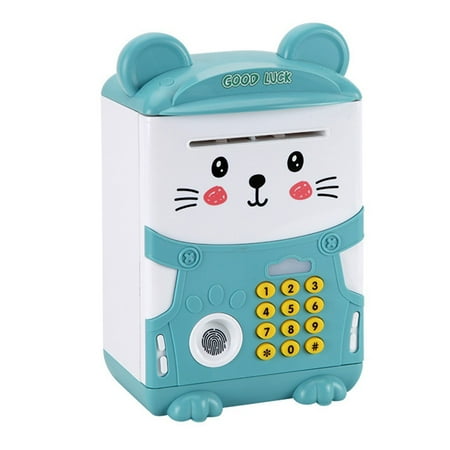 Advanced Children's Piggy Bank with Simulation ATM Design, Electronic Locking System, and Space Saving Interior Capacity (Green)