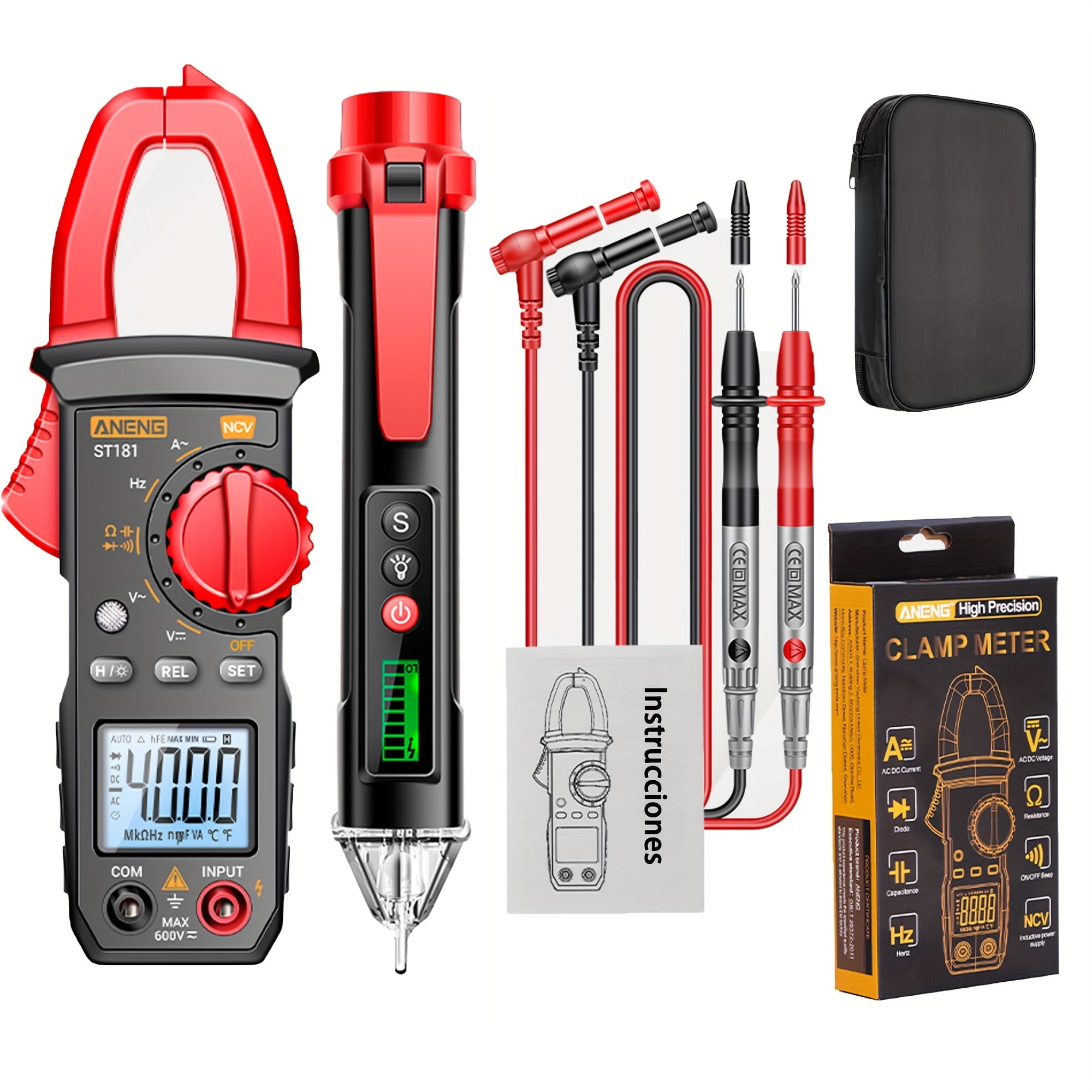TKDMR Clamp Meter Multimeter Tester 4000 Counts with Ohm Volt Amp