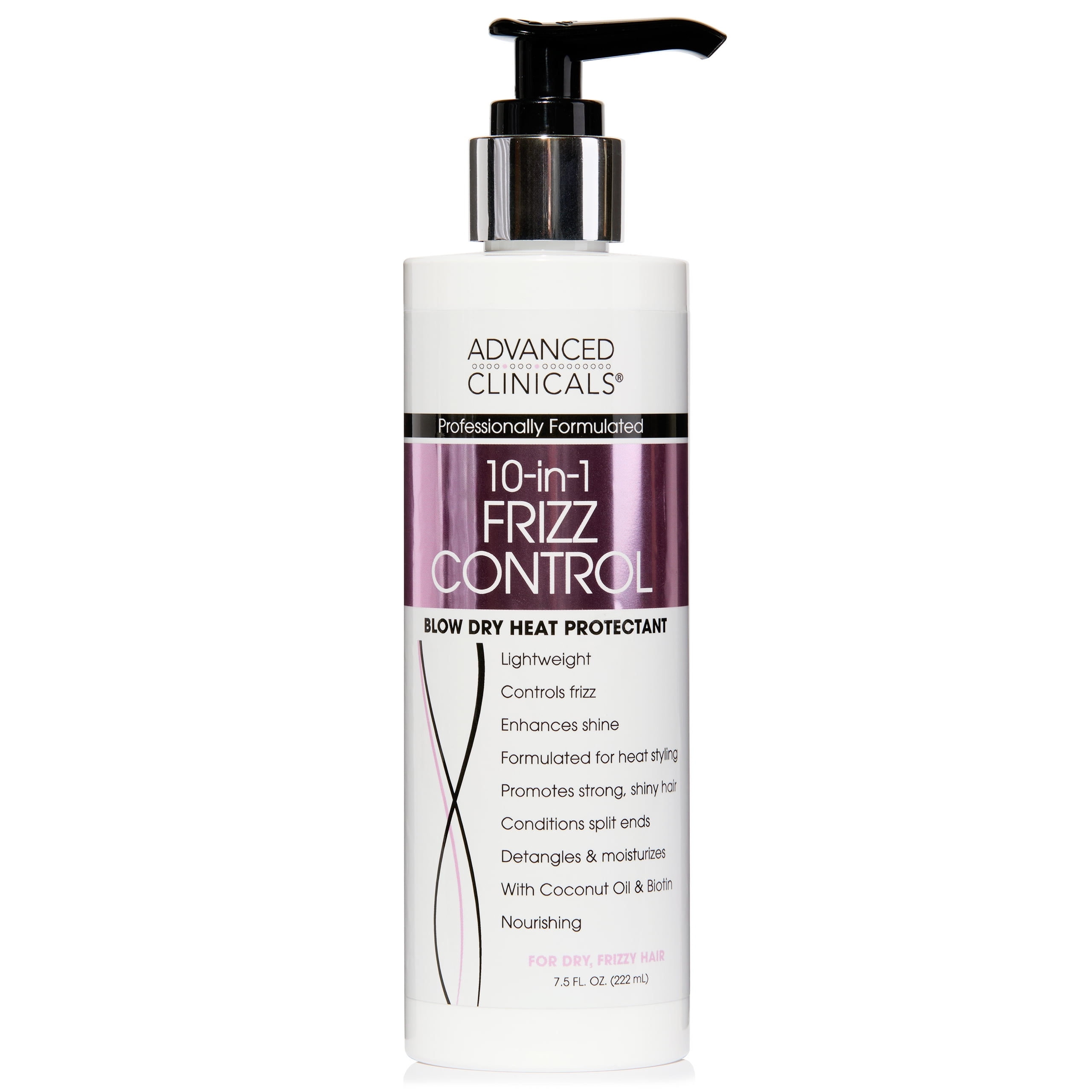 Advanced Clinicals 10 in 1 Frizz Control Leave In Hair Treatment 8 fl oz