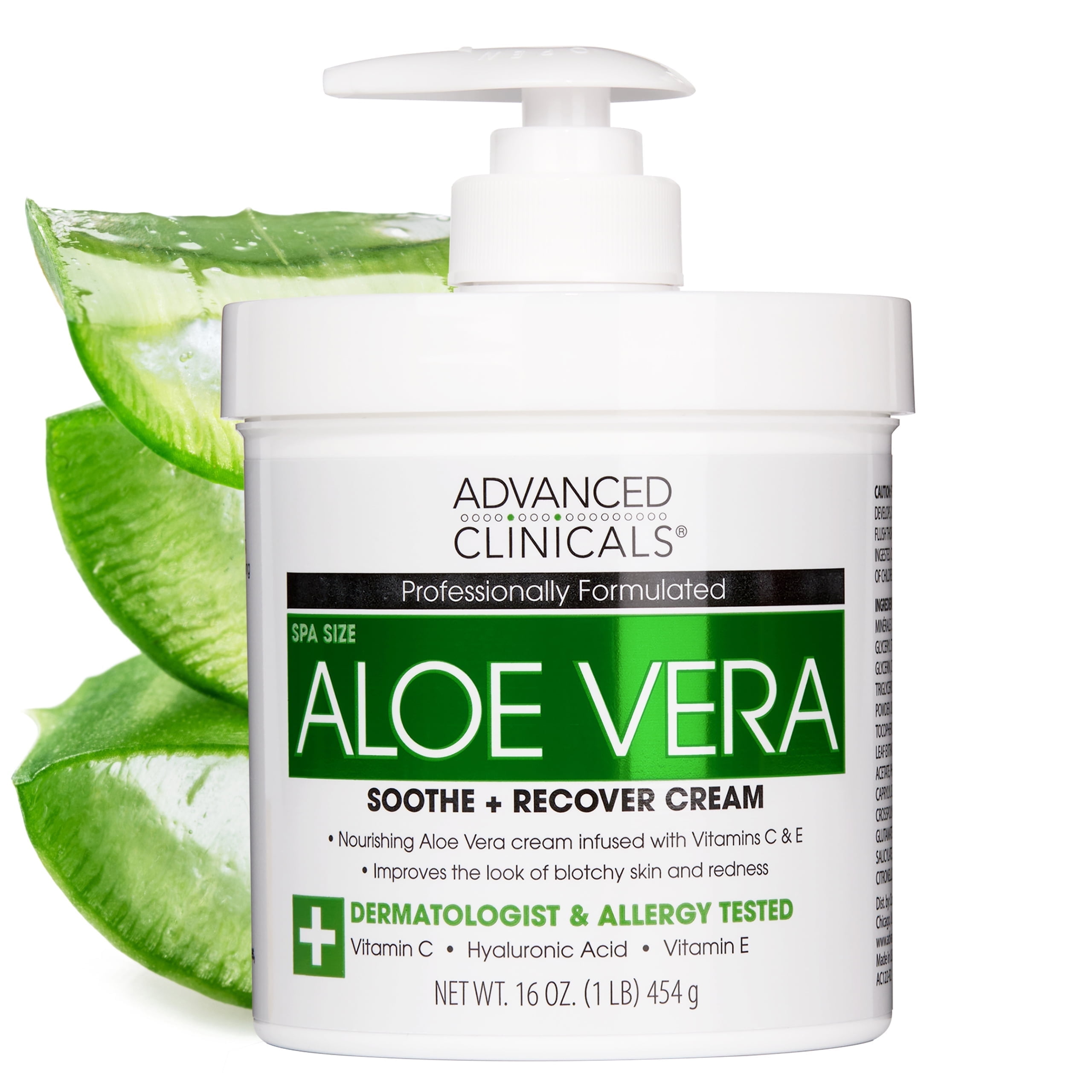 Advanced Clinicals Aloe Vera Cream W/ Vitamin C For Dry Skin & Rough Skin, 16 Oz