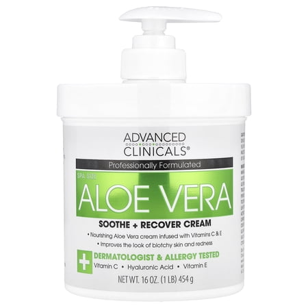 Advanced Clinicals Aloe Vera Cream W/ Vitamin C For Dry Skin & Rough Skin, 16 Oz