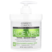 Advanced Clinicals Aloe Vera Cream W/ Vitamin C For Dry Skin & Rough Skin, 16 Oz